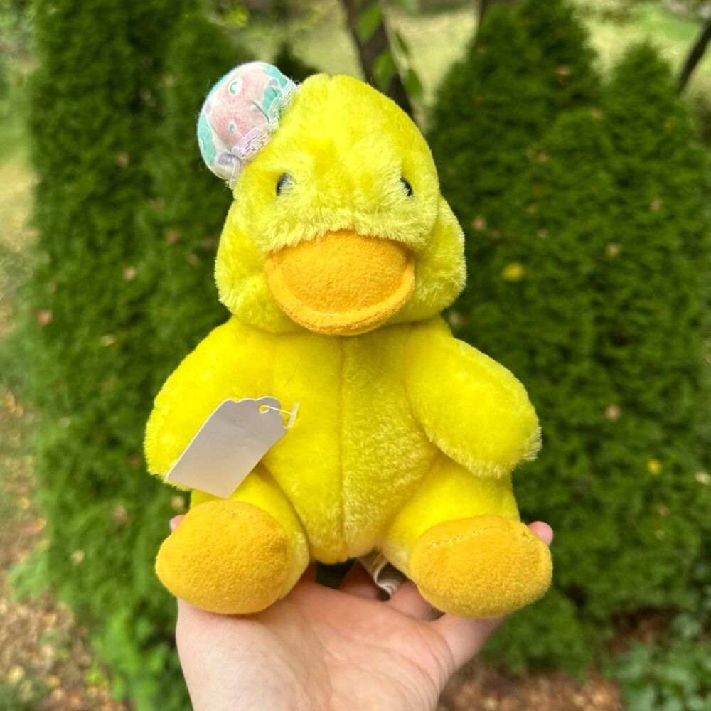 1980s Yellow Duck Duckling with Hat Stuffed Animal Plush ACE